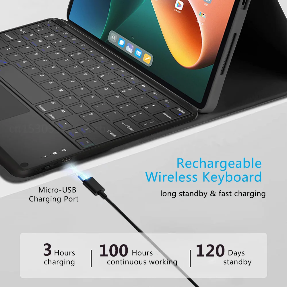 Etui na klawiaturę dla Xiaomi Mi Pad 5 Pro etui na Tablet etui do Xiaomi Pad 6 Pro Redmi Pad bezprzewodowa Bluetooth klawiatura etui