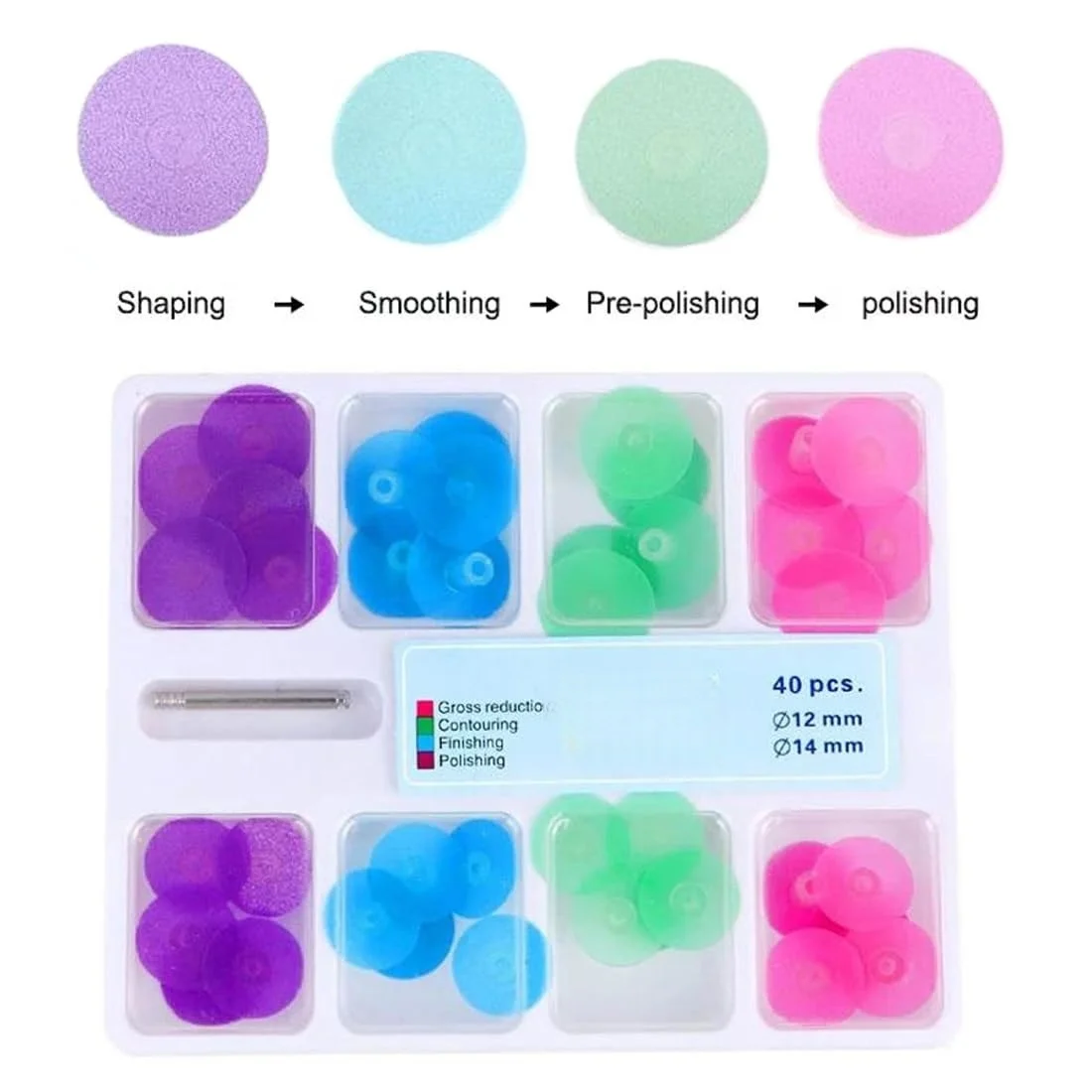 

12/13mm Dental Polishing Discs Kit with Shank Mandrel Holder Teeth Whitening Composite Polishing Dental Lab Tools for Dentist