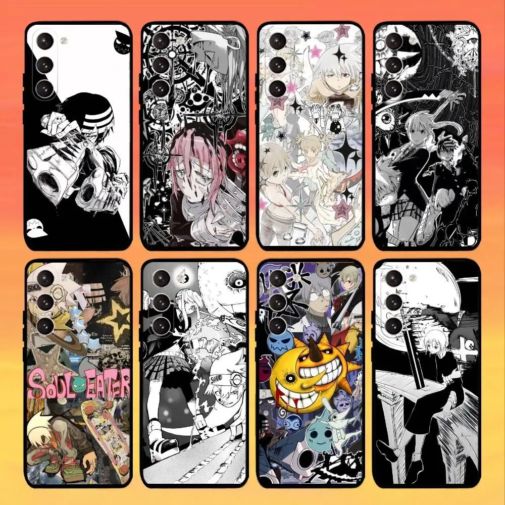 Etui na telefon z motywem anime S-Soul E-Eater dla Samsung Galaxy A73, A72, A71, A70, A53, A52, A51 i innych, miękkie, czarne.