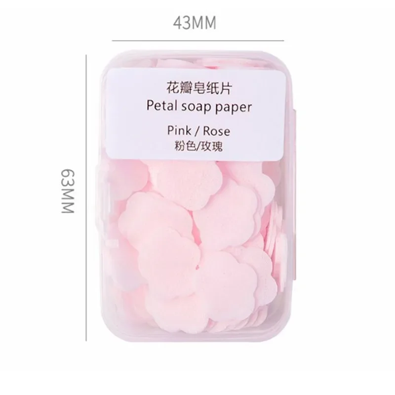 1Box Disposable Petal Soap Paper Kids Travel Portable Soap Tablets Mini Outdoor Baby Hand Washing Soap Sheets Supplies