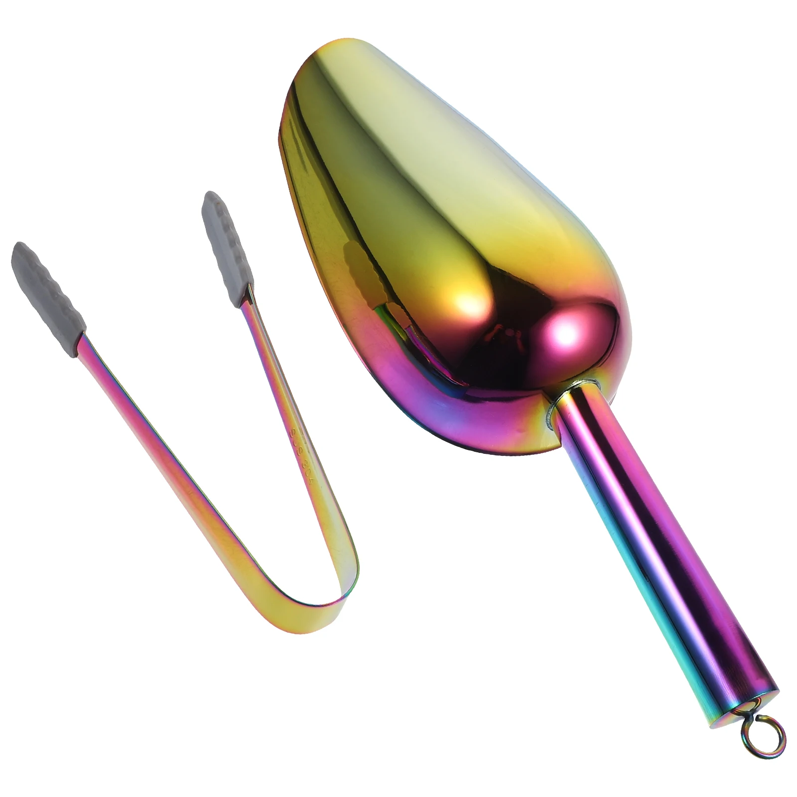 

1 set Stainless Ice Clip Silicone Head Coffee Cube Tong Ice Cube Tong Ergonomic Kitchen Tool Bars Shovel Food serving