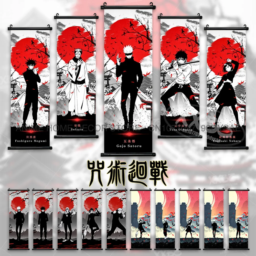 

Jujutsu Kaisen Poster Anime Scrolls Picture Geto Suguru Hanging Painting Kugisaki Nobara Canvas Gojo Satoru Home Decor Wall Art