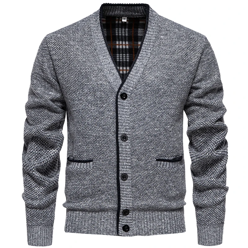 New Autumn and Winter Knitted Sweater Jacket Men\'s Korean V-neck Casual Sweater Street Wear Comfortable and Warm Men\'s Cardigan