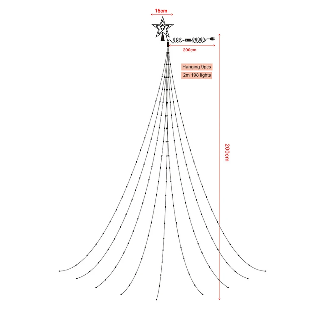 Led Tree Lights IP44 Waterproof 320 LED Christmas Star Lights For New Year Spring Festival Decoration