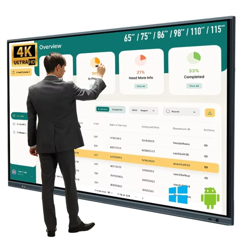 Customize 55 Inch 4K Smart Board Flat Panel Display 40 Point Touch Screen Smart Interactive Board Whiteboard for Classroom