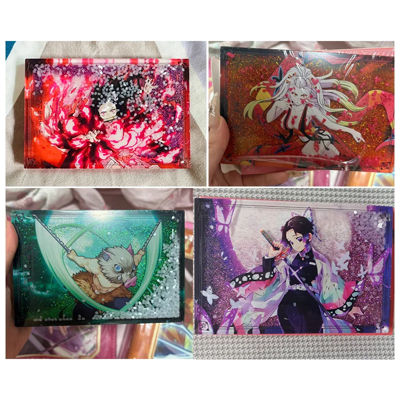 

Anime Demon Slayer Kamado Nezuko Hashibira Inosuke Kanroji Mitsuri Quicksand Cards Christmas Birthday Gifts Children's Toys