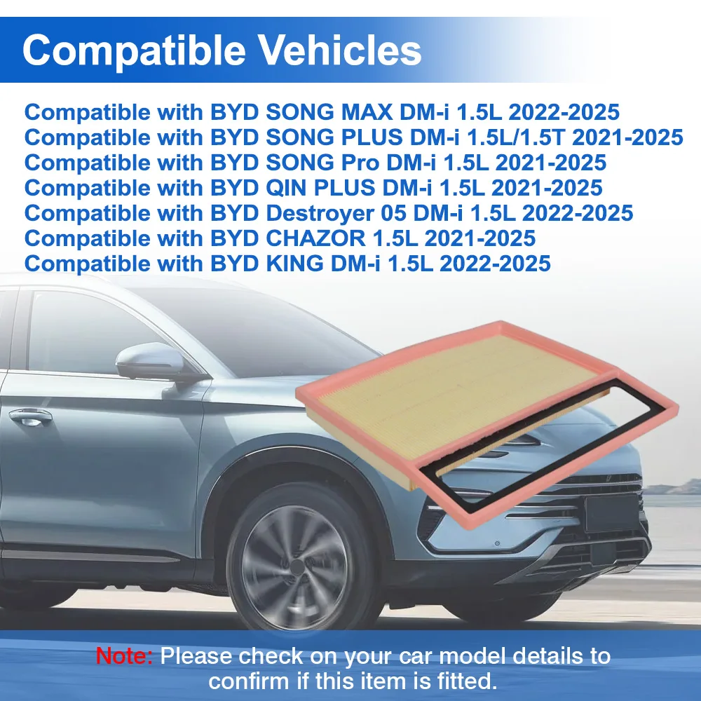 

1301136300 Engine Air Filter For BYD SONG MAX PLUS Pro QIN PLUS Destroyer 05 CHAZOR KING DM-i T4721109210 1109130X2410