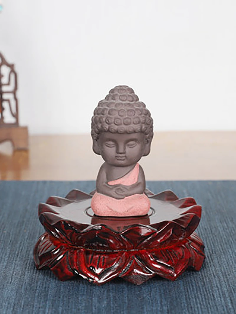 

Guanyin Bodhisattva Buddha Statue Decoration Lotus Flower Design Stone Vase Bonsai Solid Wood Base Holder Pedestal Display