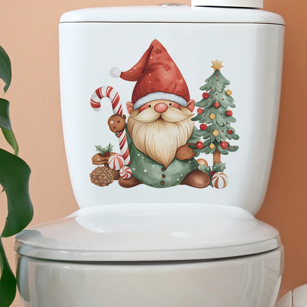 Fashion cute cartoon Santa Claus Christmas tree candy toilet bathroom home decoration stickers