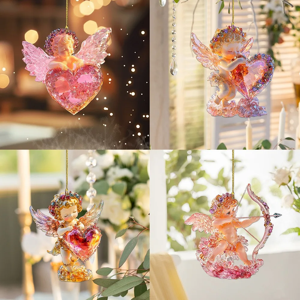 Angel Series 2d Flat Acrylic Pendant Car Rearview Mirror Accessories Backpack Small Pendant Valentine's Day Gift