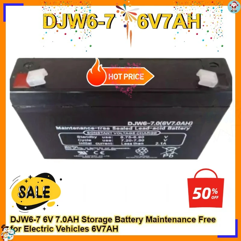 

New DJW6-7 6V 7.0AH Storage Battery Maintenance Free for Electric Vehicles 6V7AH DJW6-7 6V7AH High-quality Replacement Battery