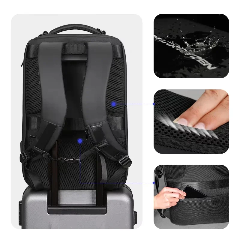 Black Men's Backpack High-Capacity 17 inch Laptop Backpack For Men Travel Spacious Backpack Commuting