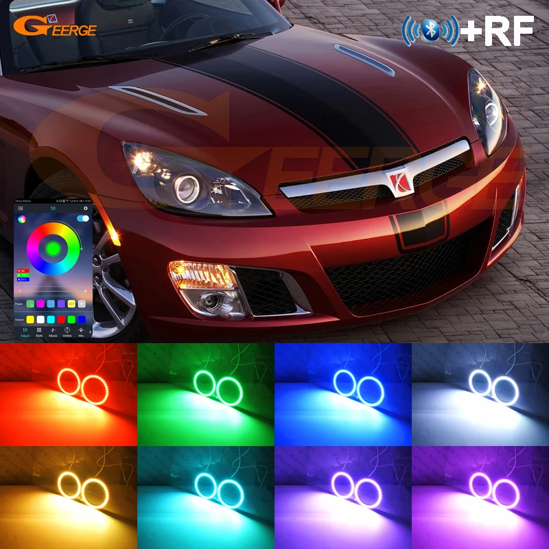 

For Saturn Sky 2006 2007 2008 2009 2010 BT App RF Remote Control Multi-Color Ultra Bright RGB LED Angel Eyes Kit Halo Rings