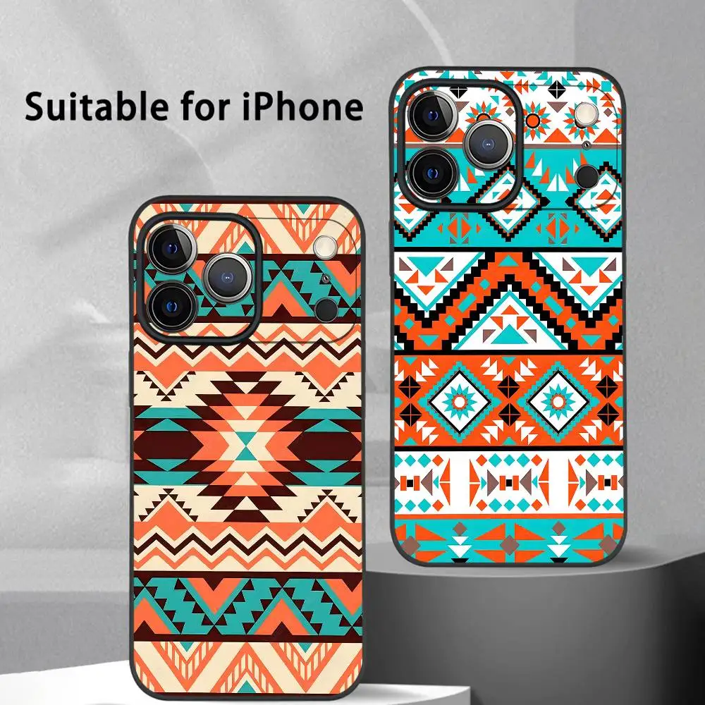 الأزياء بوهيميا اللوحة حالة الهاتف آيفون 17 16 15 14 13 12 11 برو ماكس زائد البسيطة الأسود متجمد لينة شل فوندا #1