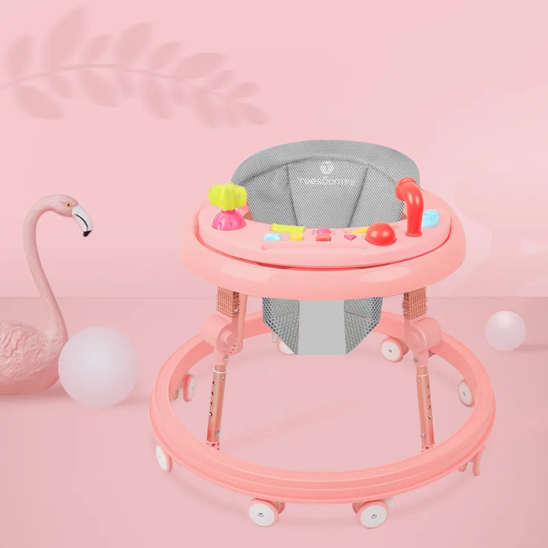 Baby Walkers for Boys&Girls with Easy Clean Tray & 8 Universal Wheels Anti-Rollover Folding Toddler Walker Music Box for Baby