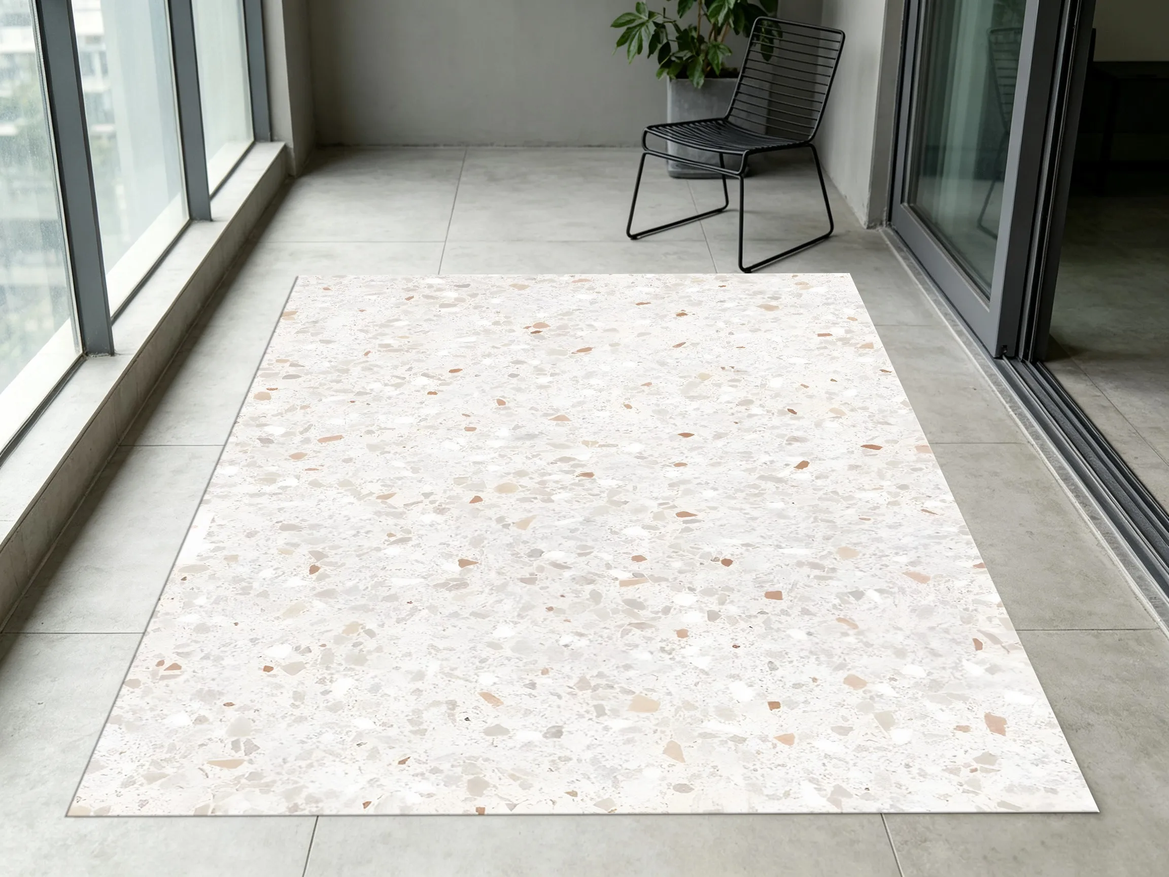 Light Beige Terrazzo Pattern Rug, Simple Soothing Minimalist Carpet for Living Room Bedroom, Home Decor