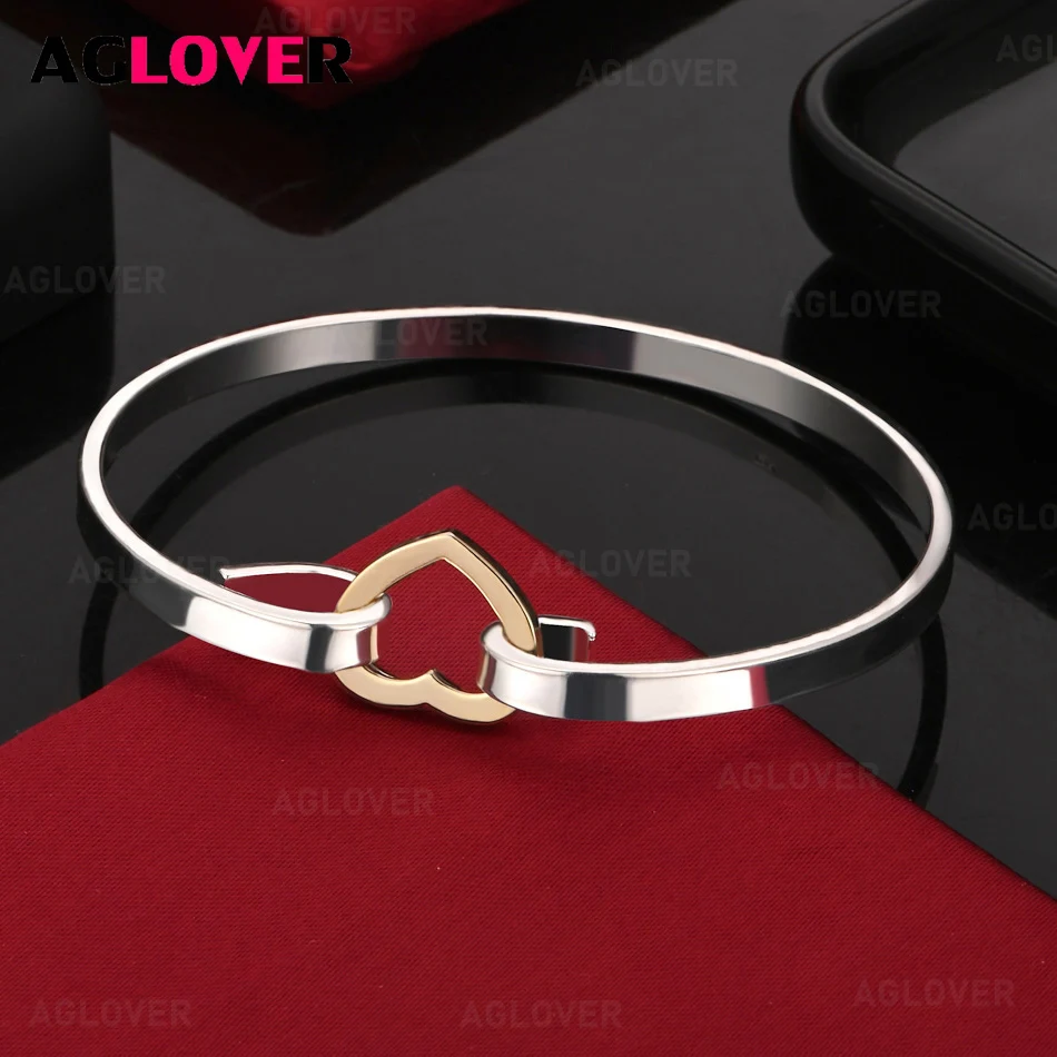 

AGLOVER 925 Sterling Silver Exquisite Heart-Shaped Buckle Bracelet Woman Elegant Noble Birthday Gift Jewelry