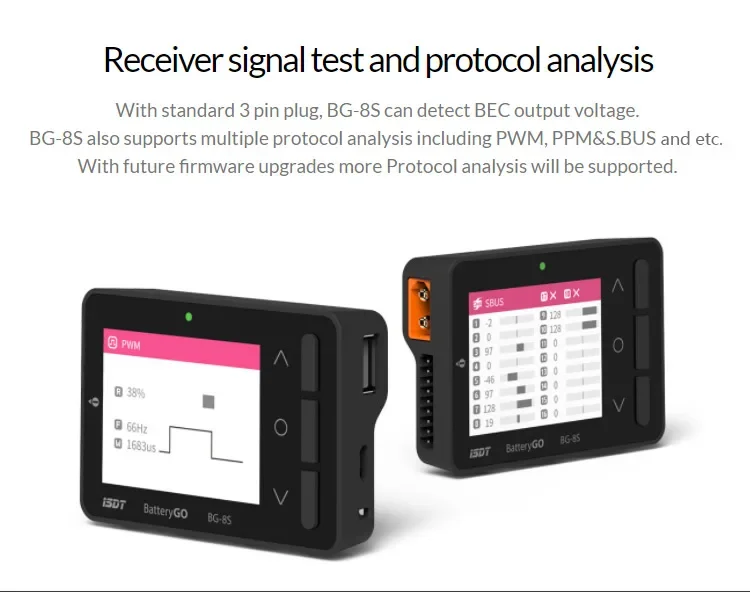 ISDT BattGo BG-8S Battery Meter, LCD Display Digital Battery Capacity Checker Battery Balancer Tester for LiPo/Life etc