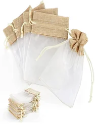 Decorative Storage Bag, Candy Bag, Gift Bag, Organza Hemp Bag With Tie Rope, Suitable For Christmas Tree Decoration, Candy, Smal