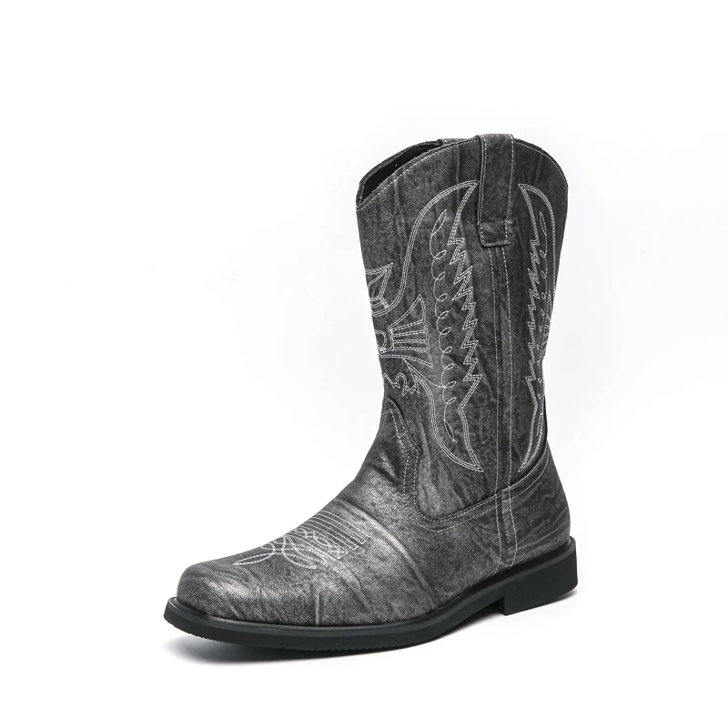 

Men's high top Western style boots versatile retro simple fashion casual men's shoes