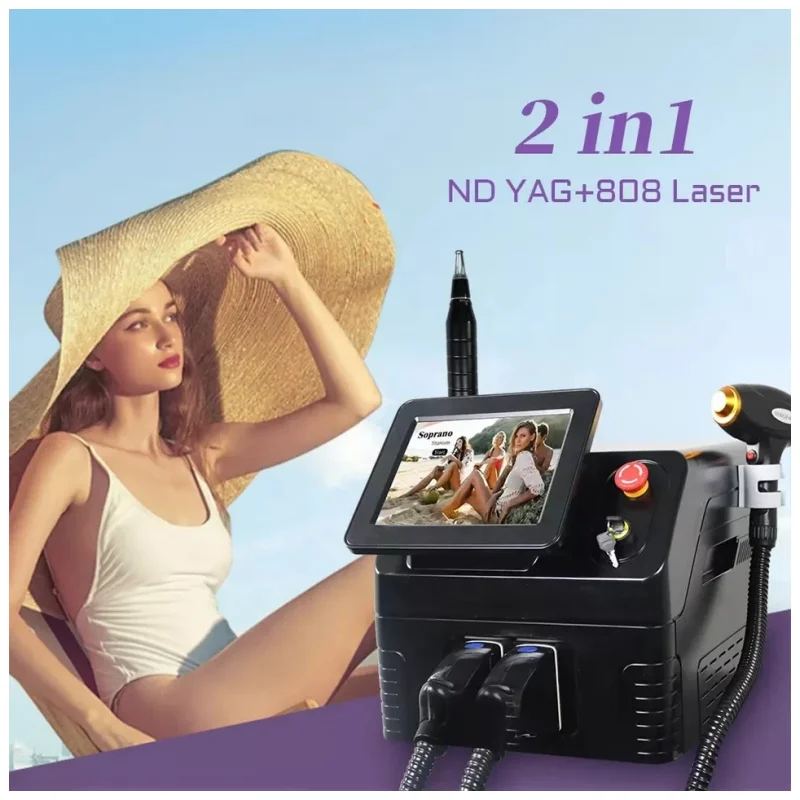 

808 Diode Laser Portable 2-in-1 Picosecond Laser Tattoo Removal Machine For Permanent Hair Removal Q Switch