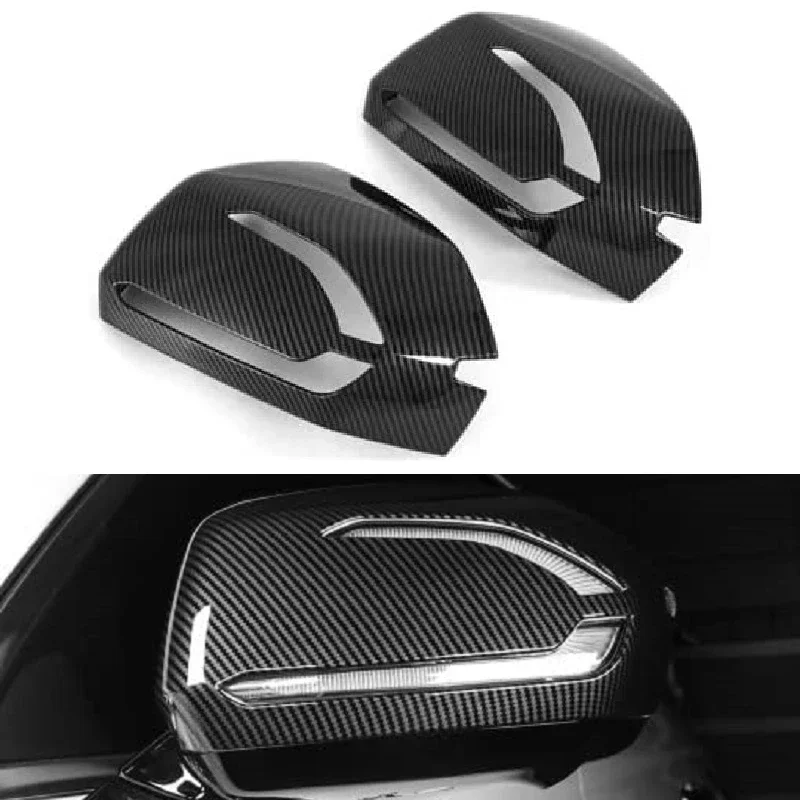 

For Hyundai Palisade 2023 2022-2019 Car Rear View Mirror Cover ABS Carbon Fiber Chrome Auto Part Accessories Exterior Decoration