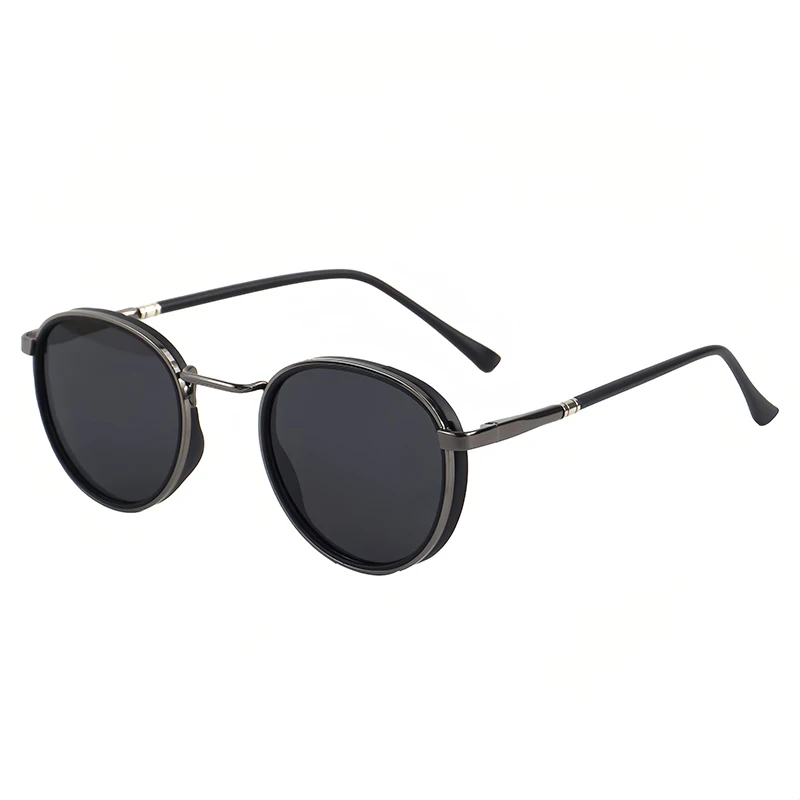 HBK TRetro Punk Herren Polarisierte Sonnenbrille Rundes Design Modische UV400 Unisex Sonnenbrille Reise Party Ideaal für Geschenke – Detail 8