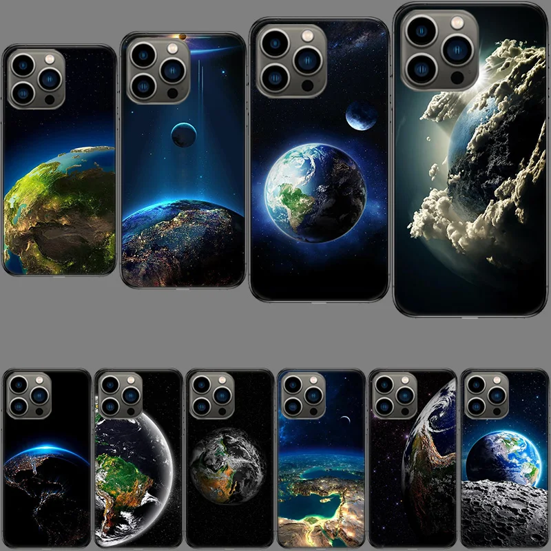 Earth, Stars, Space Phone Case For Apple Iphone 15+ 14 Plus Fundas 16 Pro Max Capa 12 13 Mini Coque 11 Pro Cover Shell TPU Cover