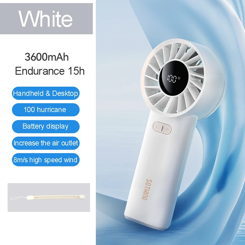 Sothing Mini ventilateur portatif 3600mAh USB Rechargeable 100 vitesses ventilateur de refroidissement Portable Ultra-silencieux pour dortoir de bureau en plein air