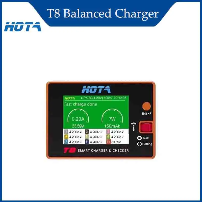 

HOTA T8 Сбалансированное зарядное устройство 1 ~ 85 650 Вт 22A Модель самолета Литиевая батарея Высокая мощность Магнитные многофункциональные аксессуары RC