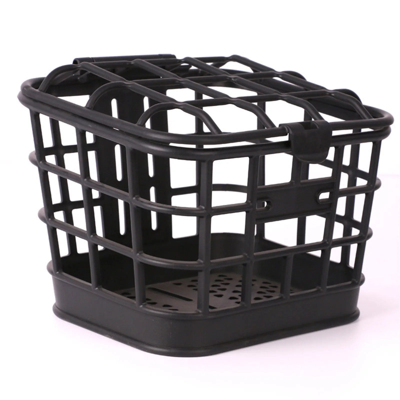 Bike Basket Bike Front Basket Large Capacity Anti Extrusion Black PC Material Detachable Bike Basket with Lid for Electric Bike