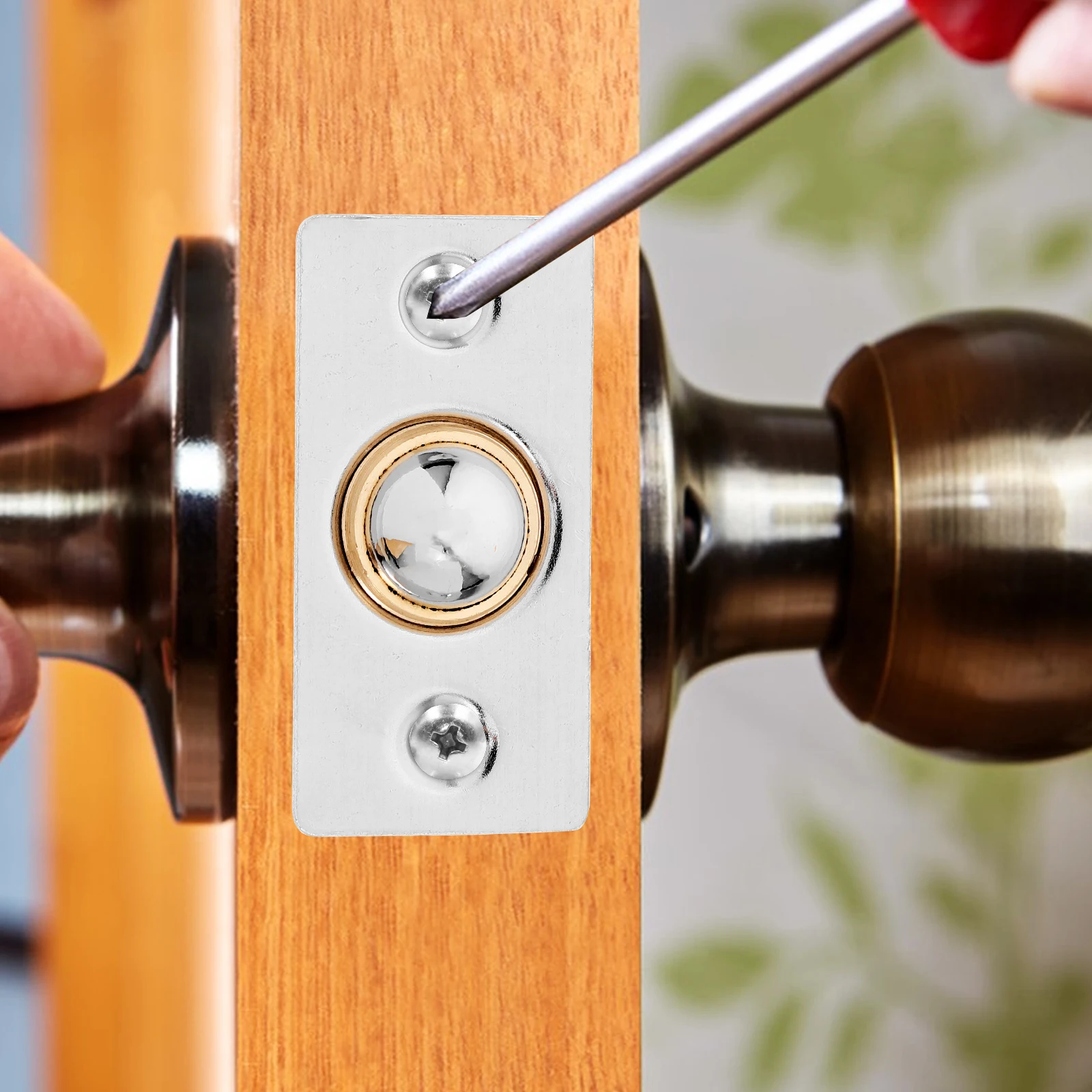 

4 Sets Stainless Steel Ball Catch Strike Plate Adjustable Door Latch Spring Loaded Silent Catcher Interior Closet Cabinet Wood