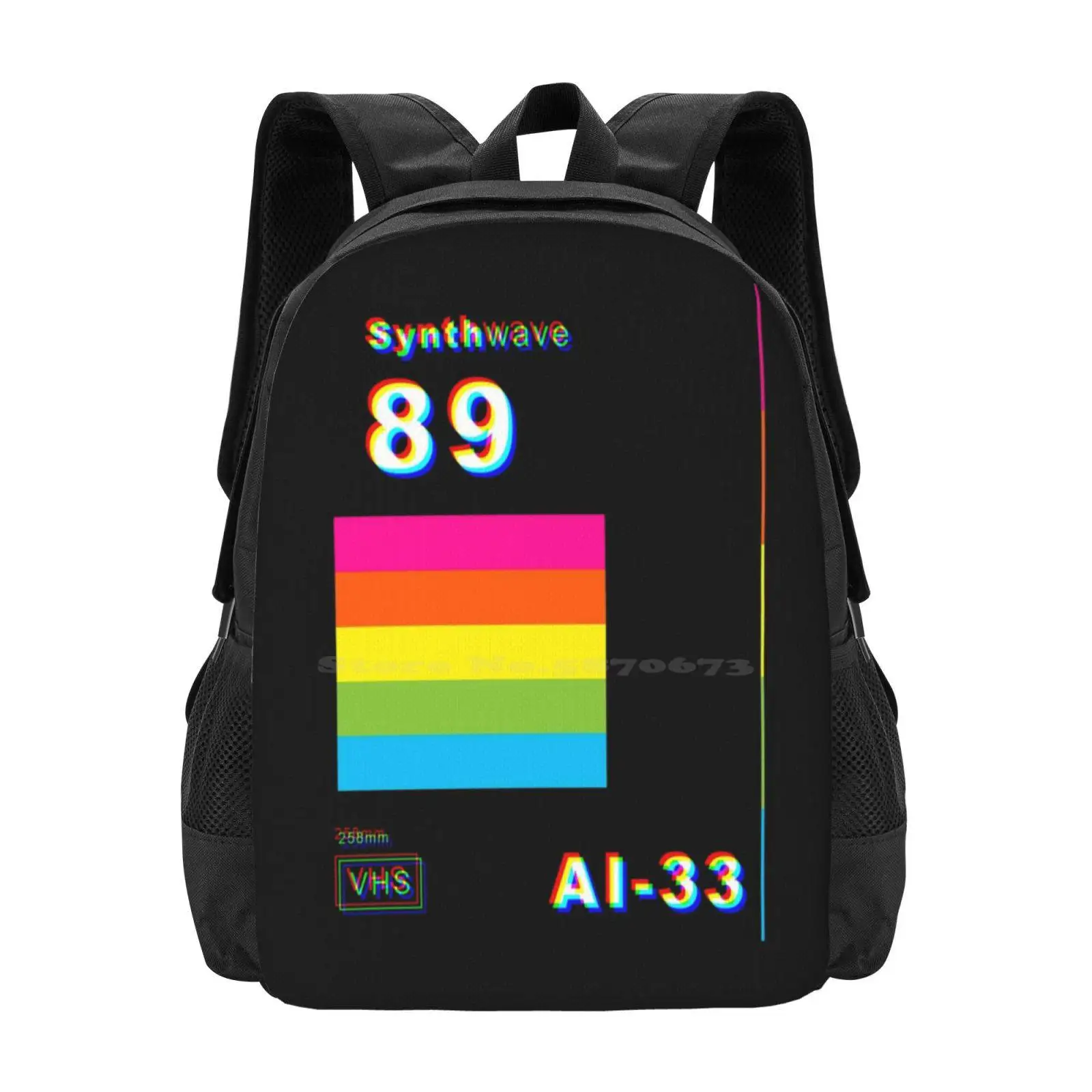 

Synthwave Slip Cover Hot Sale Backpack Fashion Bags Vhs Glitch 1980s Movie Film Video Wave Colorful Technology Transcendent