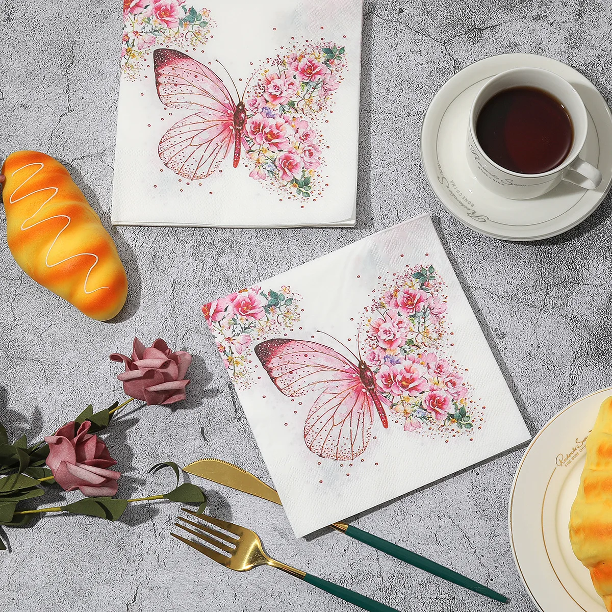 Printed Napkin Butterfly Square Tissue Holiday Party Party Disposable Tissue