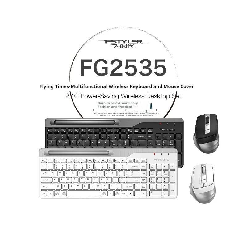 A4tech Fg2535 Fstyle 2.4g Wireless Keyboard Mouse Combos Desktop Laptop Office Home Keyboard and Mouse 4-Level Power Saving