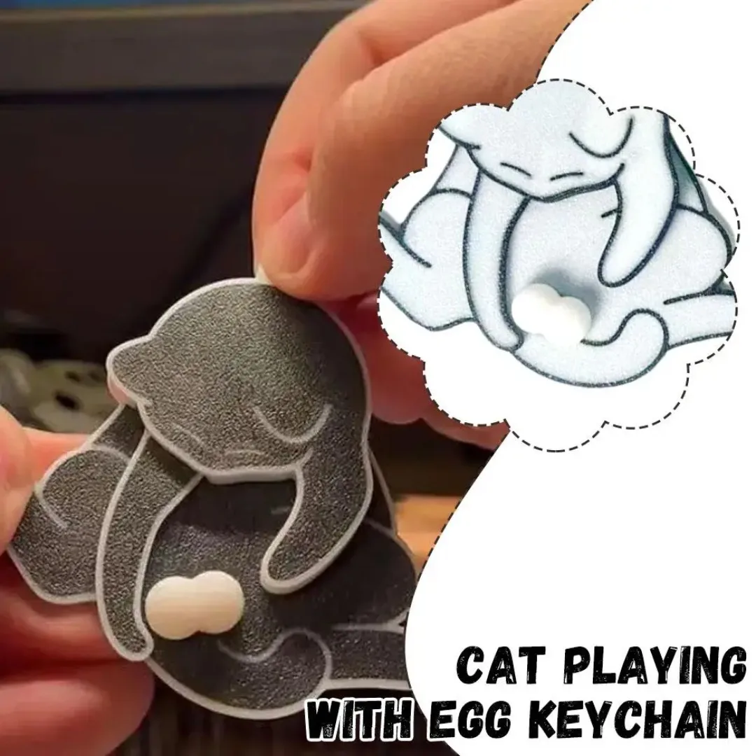 

Creative Pull Play Egg Cat Keychain Pendant Toys Novelty Figet Toys Adult Anti-anxiety Keyring Funny Rotatable Bag Toys For Kids