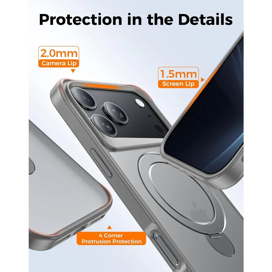 حامل مغناطيسي 360 درجة متوافق مع حافظة iPhone 17 Pro Max لهاتف 6.9 موديلات حماية من السقوط عسكرية مقاومة للصدمات وشفافة #6