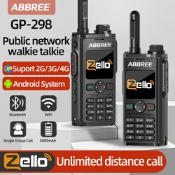 ABBREE GP-298 2G/3G/4G Network Radio Long Range Zello Walkie Talkie 4G Sim Card Global POC Android Bluetooth Cell Phone WIFI