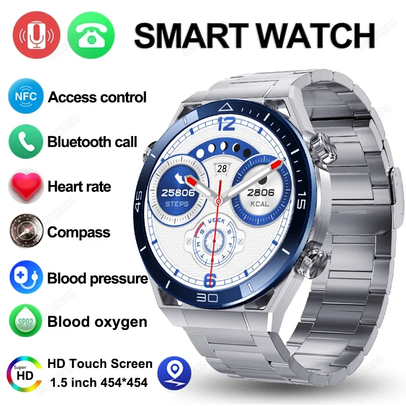 

2024 Watch NFC Compass GPS Smart Watch Men AMOLED Screen Heart Rate Sports Bluetooth Call Bracelet Waterproof SmartWatch For Men