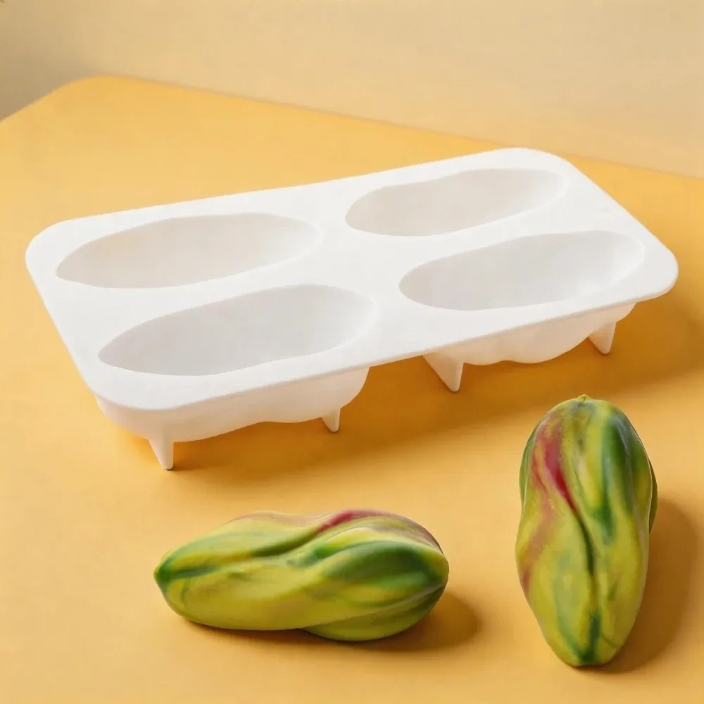 4-Cell Design Pistachios Chocolate Mold Food Grade Silicone Coffee Bean-shaped Mousse Cake Mould Flexible Handmade Baking Tools