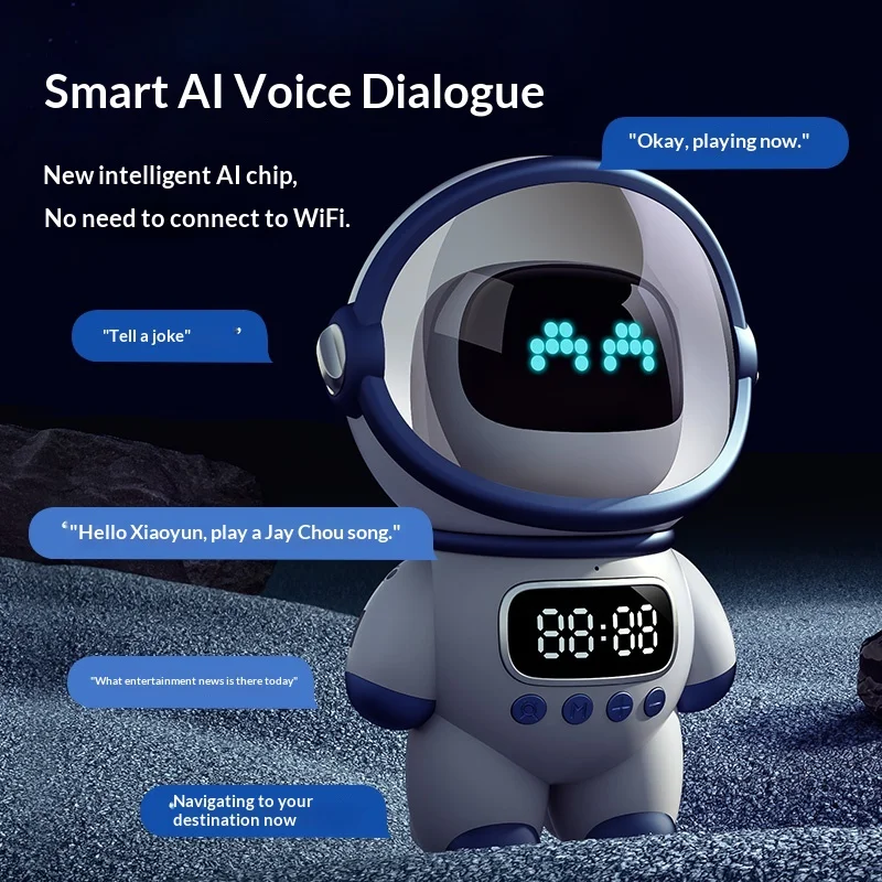 Doubao AI For Speaker M20 Astronaut Smart Speaker Home Desktop Audio With Digital Clock Night Light APP Support