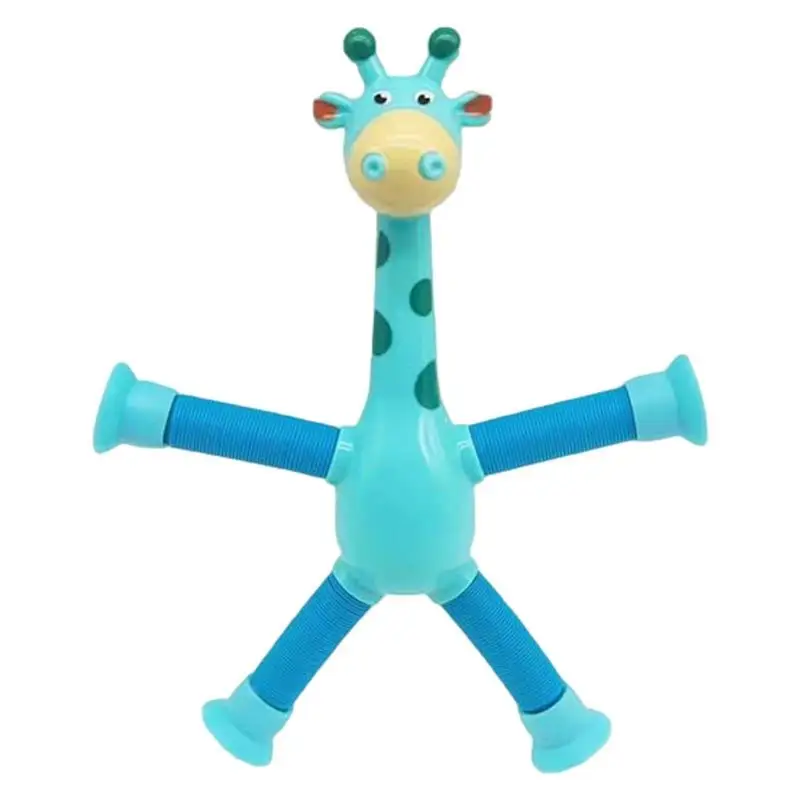 Stretchy Tube Giraffe Puzzle Toy Novelty Decompression Toy Cartoon Suction Cup Telescopic Giraffe Shape Luminous Kids Toy