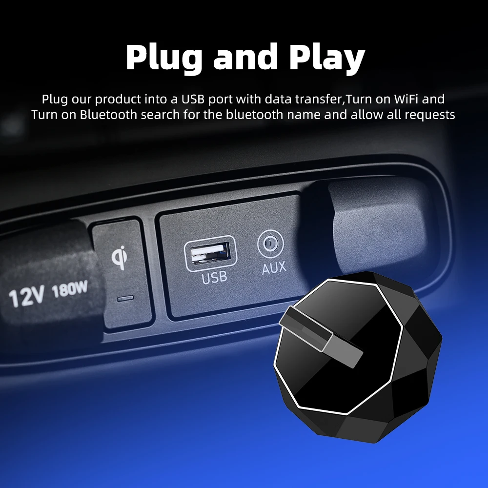 2in1 محول Carplay اللاسلكي أندرويد السيارات الذكية دونغل صندوق صغير التوصيل والتشغيل لفولفو بنز كاديلاك جيب لكزس بويك VW #2