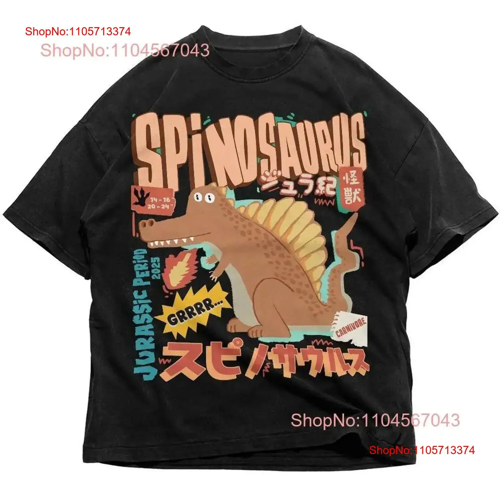 LittleSpring Spinosaurus Kawaii Japanese Monster Dinosaur T Shirt Funny Tokyo s For Animal Lover SweaT vintage Washed