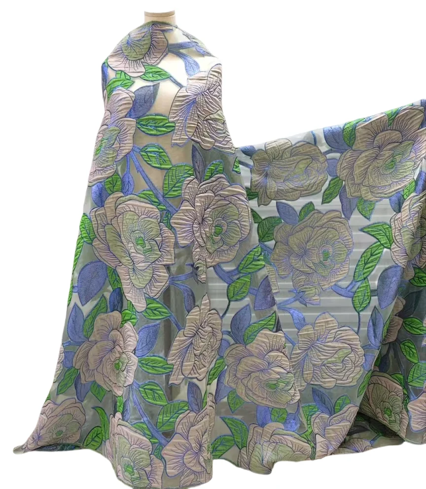 

2025 новейшая африканская цветочная кружевная ткань, высокое качество, жаккардовая парчовая кружевная ткань, нигерийская французская кружевная ткань из органзы для свадьбы