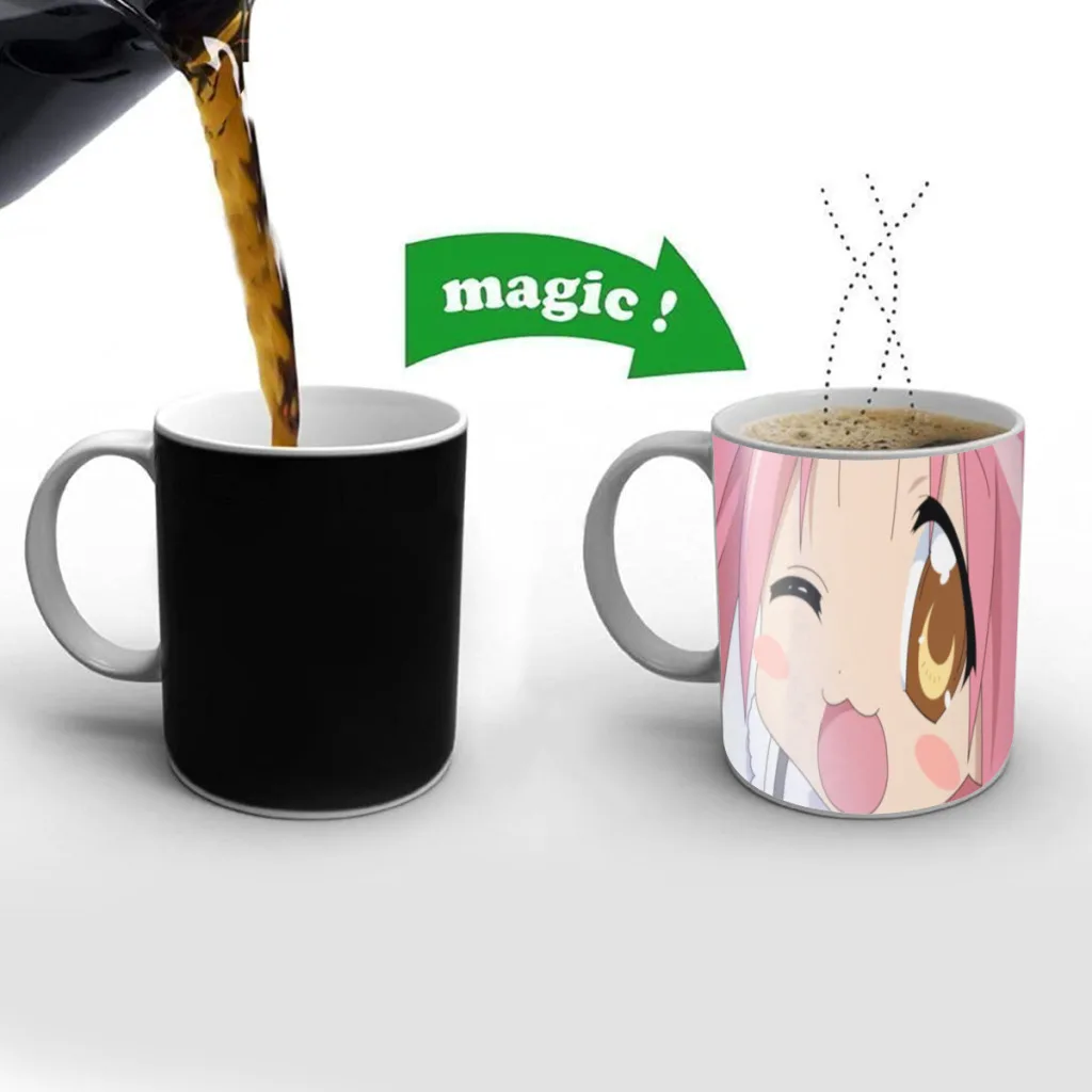 Lucky Star Ceramic Mug for Friends, Temperatura, Sensível ao Calor, Mudança de Cor, Home Milk Cup