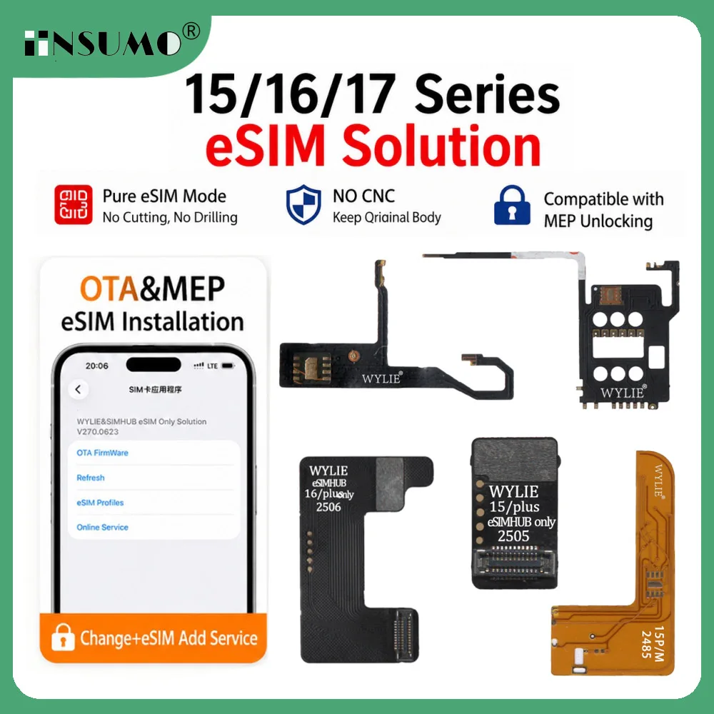 2026 WYLIE SIMHUB eSIM Unlocking Solution for iPhone 17 Pro Max 16 15 Plus No CNC Retain Original eSIM Support iOS 27 System