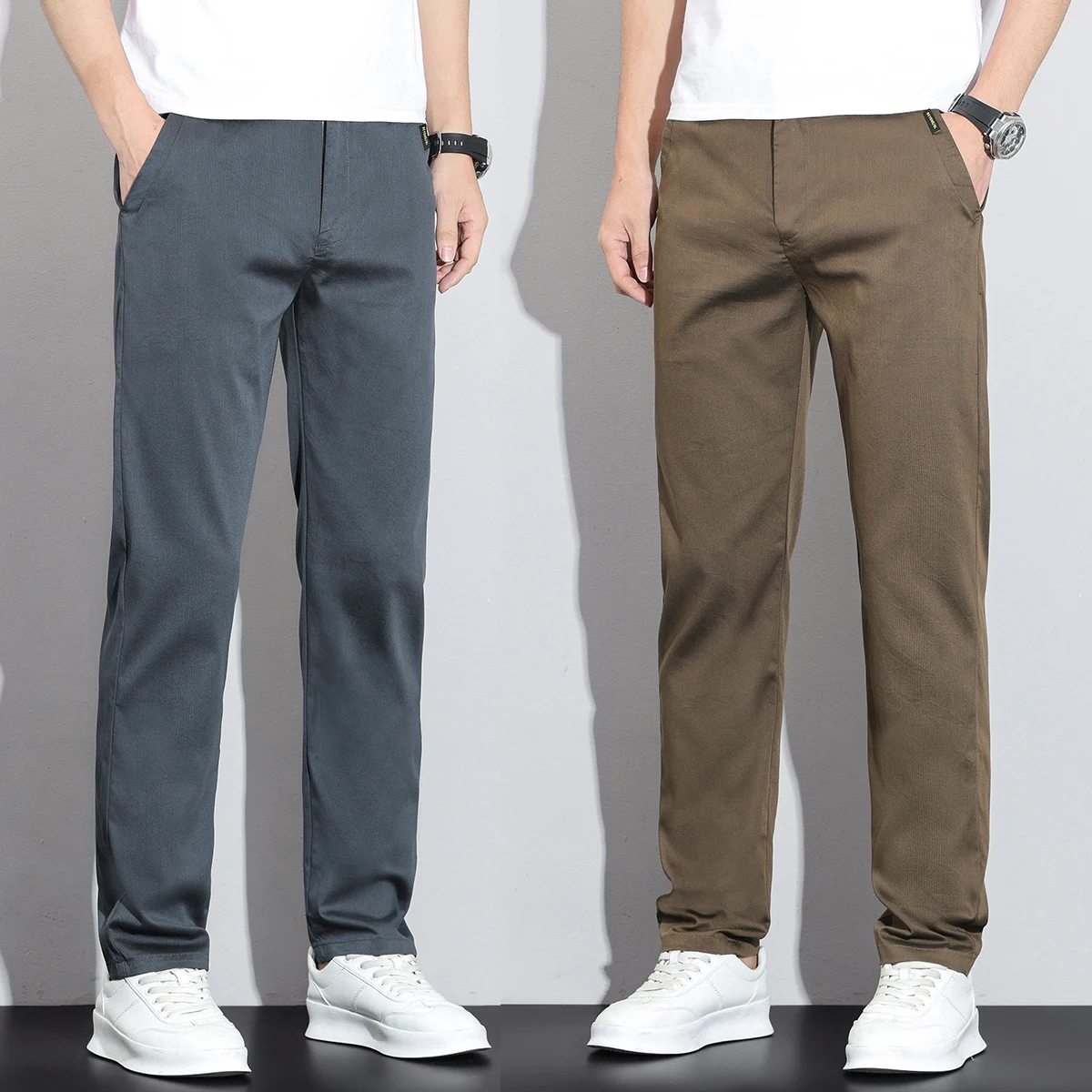 

Breathable Stretch Thin Lyocell Casual Pants Men Straight Fashion Business Spring Summer Trousers Work Versatile Men's Clothing