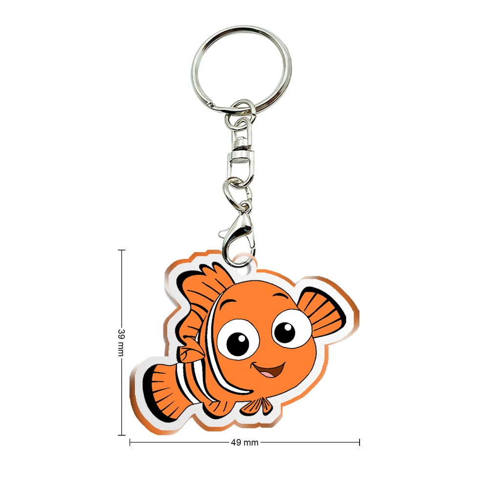 Disney cute Nemo Women Men Key Chain Cartoon Double Sided Key Holder Acrylic Jewelry For Kids Birthday Gifts