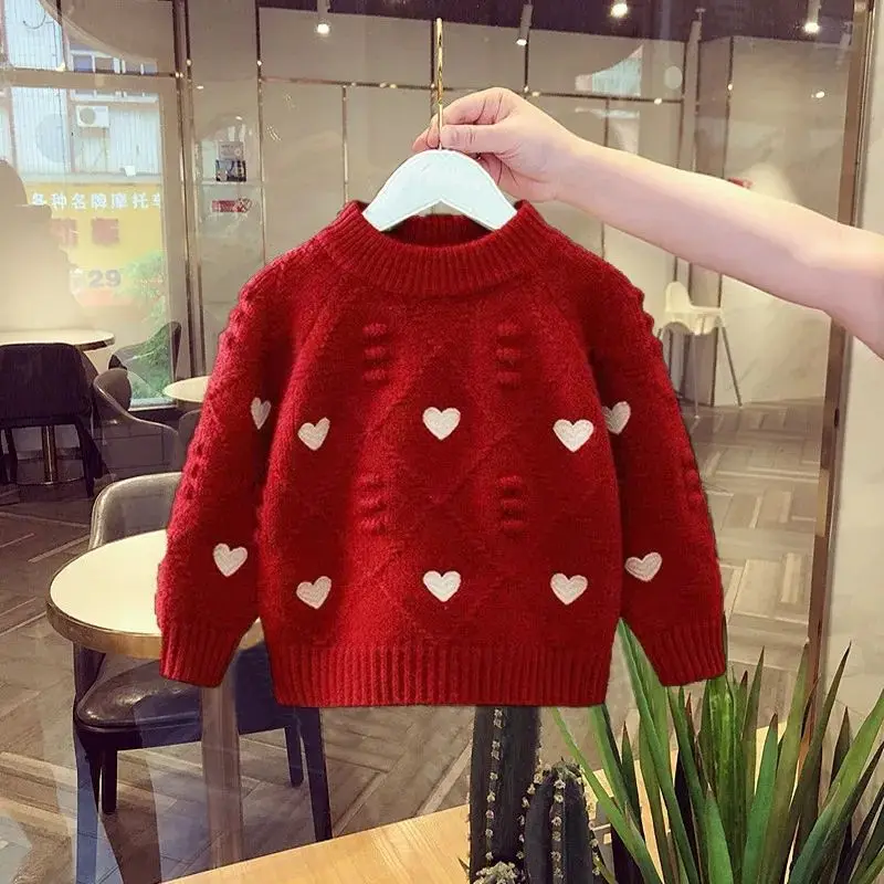 Sweater Girls Spring and Autumn New 2026 Children's Winter Fashion Cute Knitted Sweater Cute Baby Knitted Sweater 5 6 7 8 Years